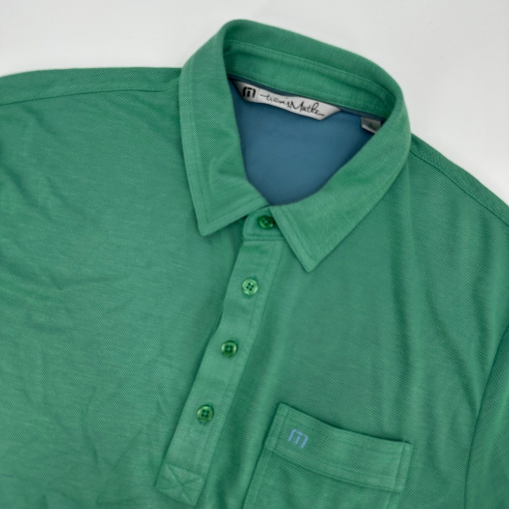 Travis Mathew Men's Green Polo Shirt Size Large Golf Casual Short Sleeve Pocket